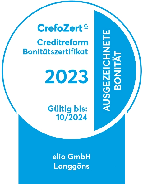                    CrefoZert excellent credit rating seal
                