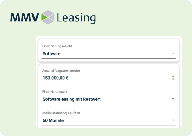 Screenshot of the leasing calculator from MMV Leasing