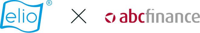  Logos of elio and abcfinance connected by an x in the middle