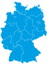 Monochrome map of Germany in cyan