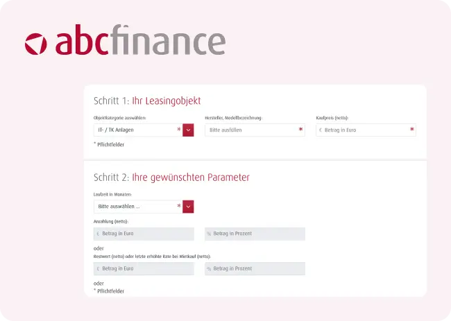 Screenshot of the leasing calculator from abcfinance